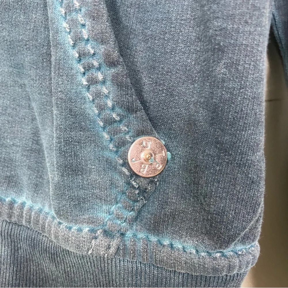 True Religion Unwashed Big T Zip Hoodie Acid Blue Size Medium 100%‎ Cotton